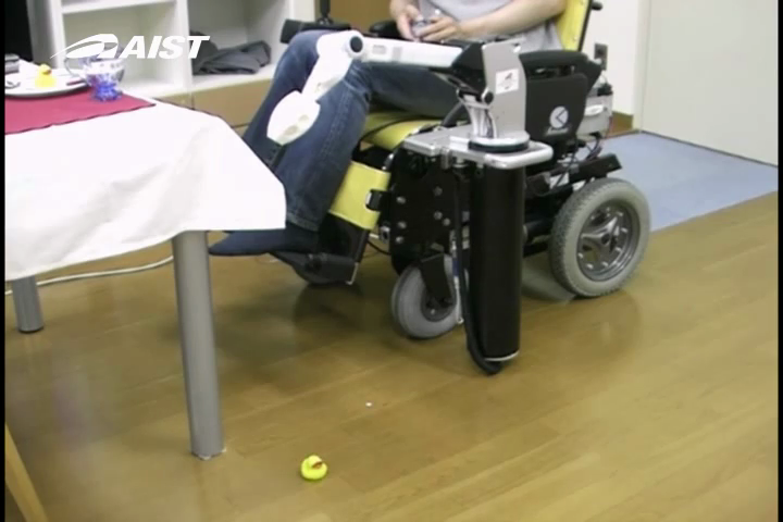 Telescoping Robot Arm mounted on Wheelchair Grasping Object on Floor