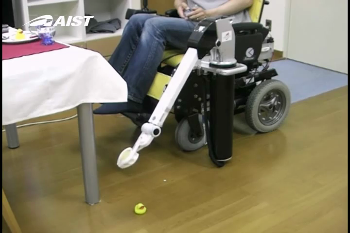Telescoping Robot Arm mounted on Wheelchair Grasping Object on Floor