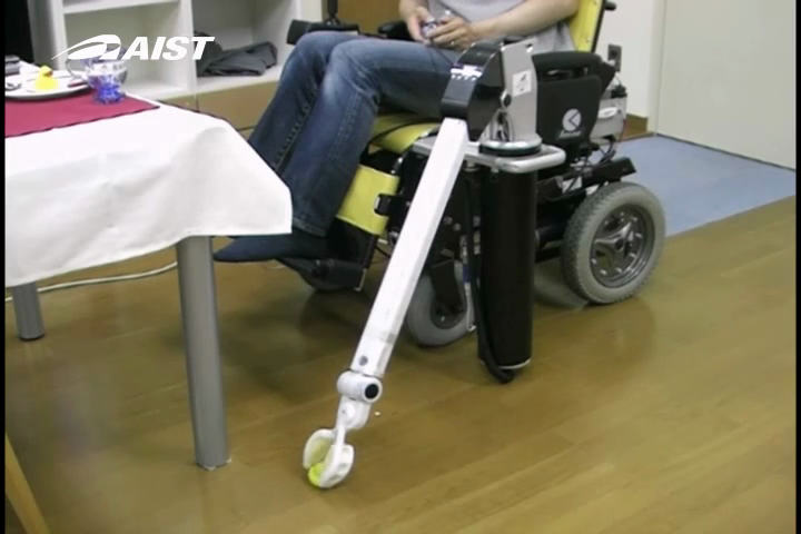 Telescoping Robot Arm mounted on Wheelchair Grasping Object on Floor