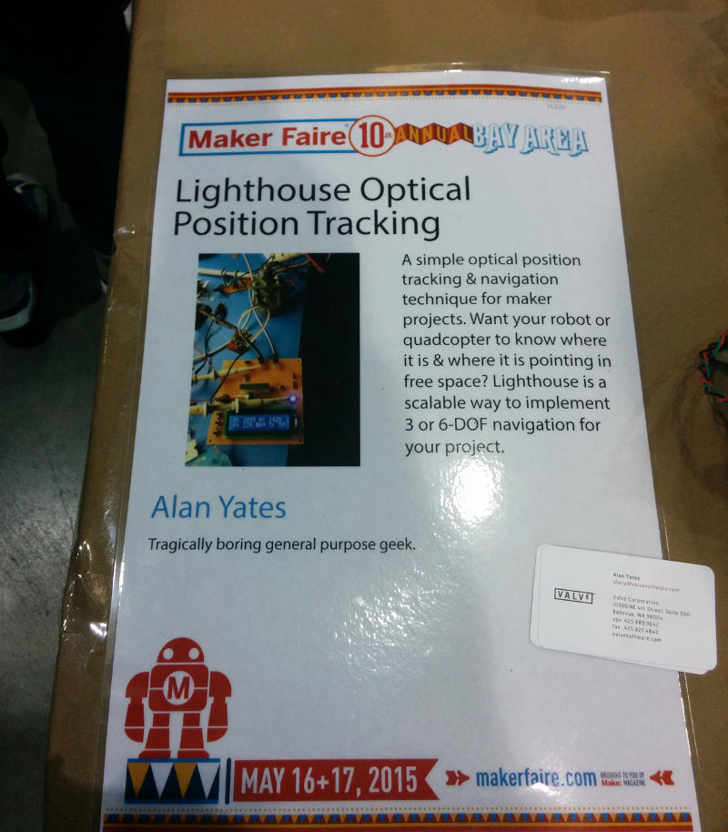 Maker Faire Poster for Valve's "Lighthouse" tracking system